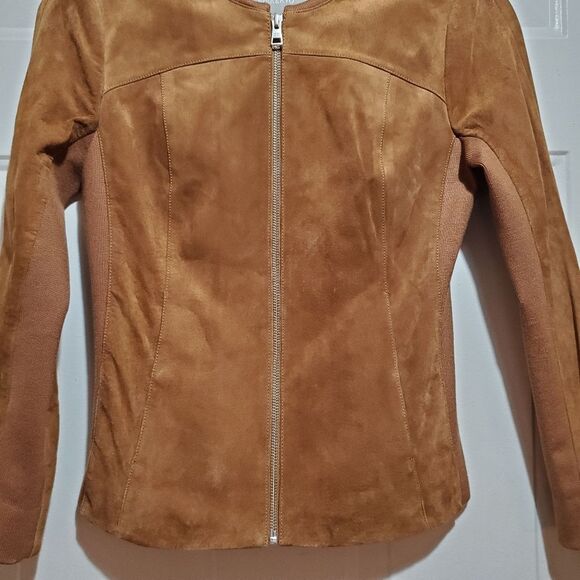 Soia & Kyo Genuine Pig Suede Zipper Jacket Stretchy Side Panels Size XS - Picture 7 of 16
